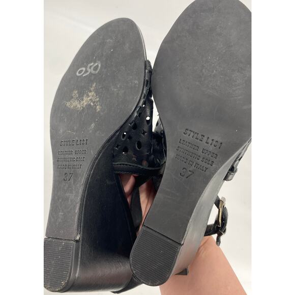 Fabianelli women 6.5 leather wedge gladiator sandal bootie laser cut sandals - Picture 6 of 6